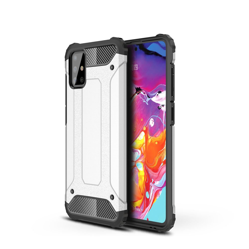 Image of Samsung Galaxy A71 Outdoor Hybrid Hardcase Hülle - Silber / Schwarz bei Apfelkiste.ch