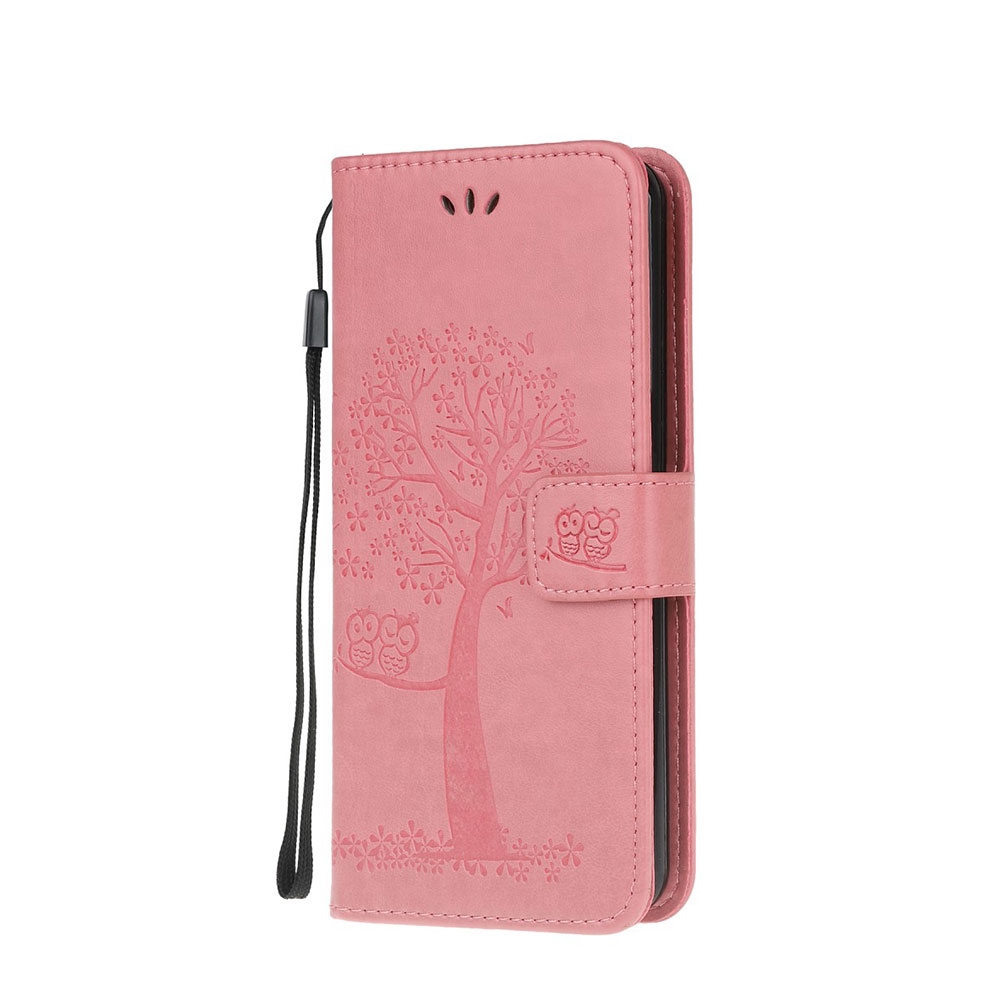 Image of Samsung Galaxy A71 Leder Tasche Flip Cover Verliebte Eulen - Rosa bei Apfelkiste.ch