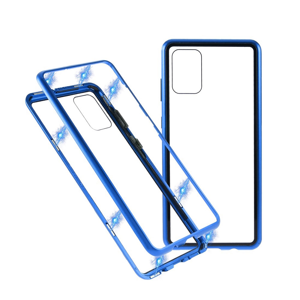 Image of Samsung Galaxy A71 Magnetische Alu Schutzhülle mit Panzer Glas Backcover (Magnet-Technologie) - Blau bei Apfelkiste.ch