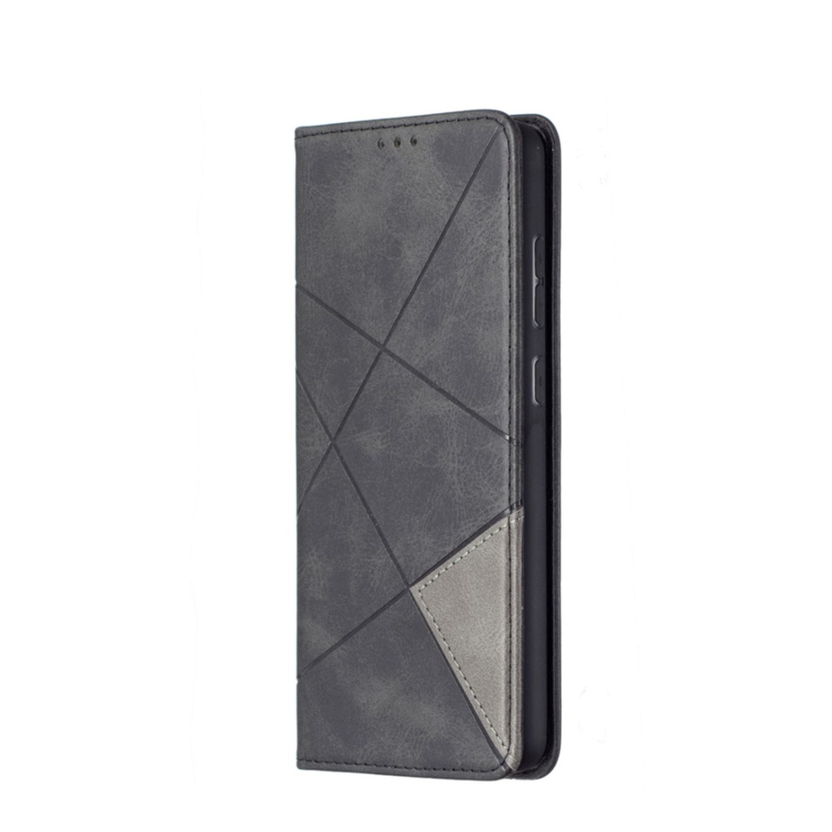 Image of Samsung Galaxy A72 / A72 5G Leder Tasche Flip Cover mit Kartenfächern Geometrisches Design - Schwarz bei Apfelkiste.ch