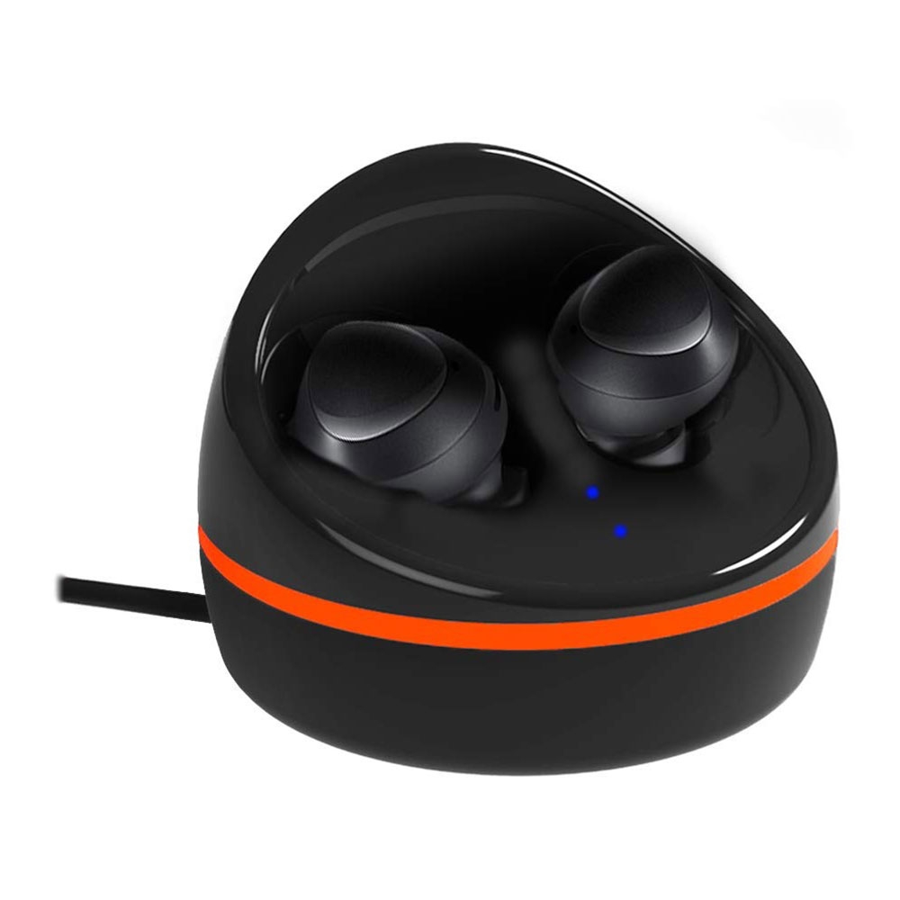 Image of Samsung Galaxy Buds (SM-R170) Tisch Ladegerät Dockingstation mit USB C Ladeanschluss und LED Anzeige - Schwarz / Orange bei Apfelkiste.ch