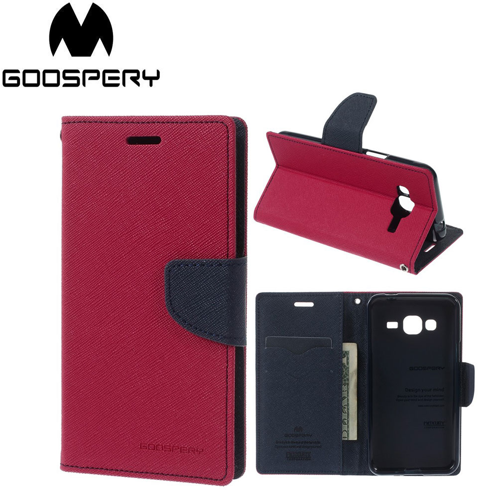 Mercury Goospery - Samsung Galaxy J3 / J3 (2016) Leder Tasche Flipcase - Pink / Dunkelblau
