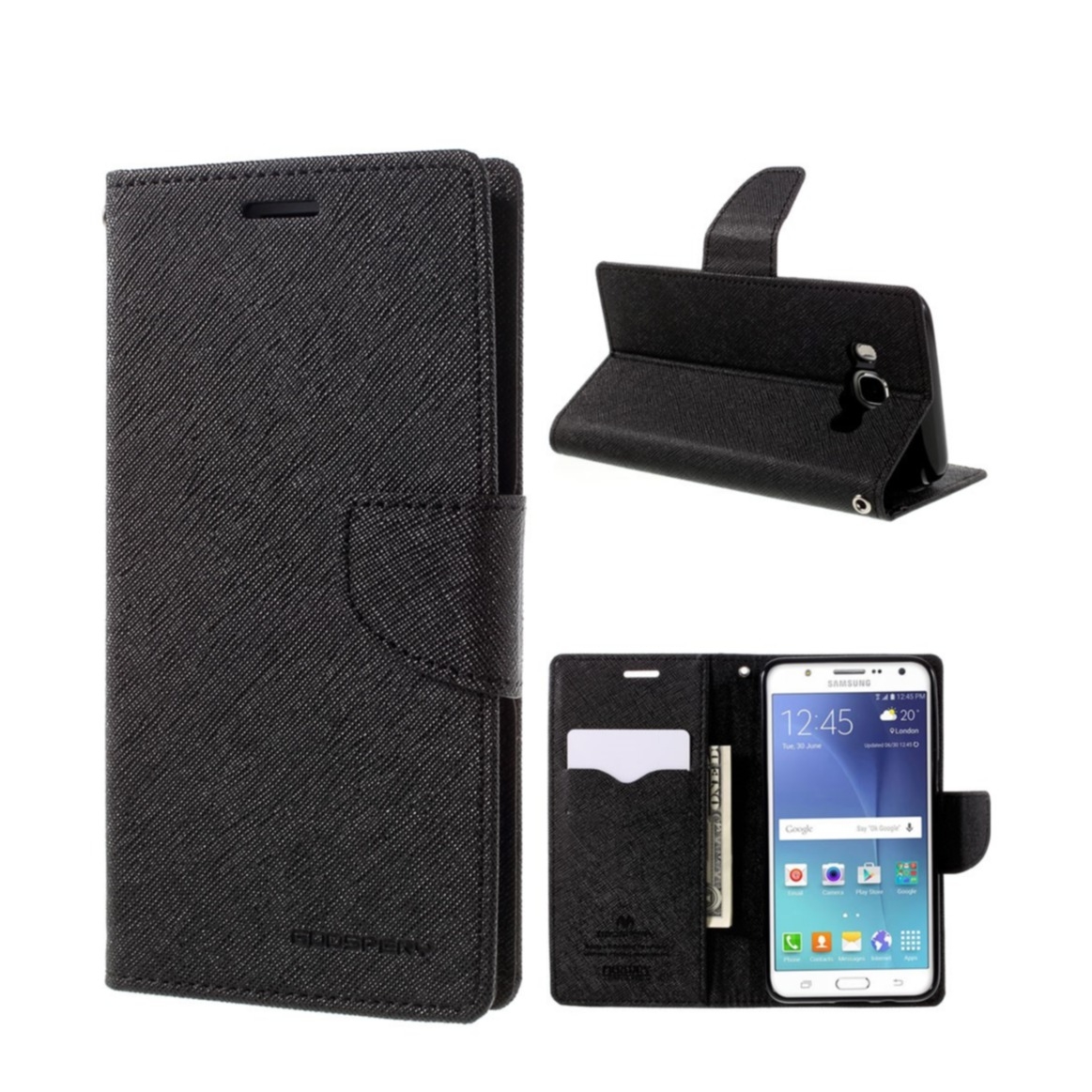 Image of Mercury Goospery - Samsung Galaxy J5 (2016) Leder Tasche Flipcase - Schwarz bei Apfelkiste.ch