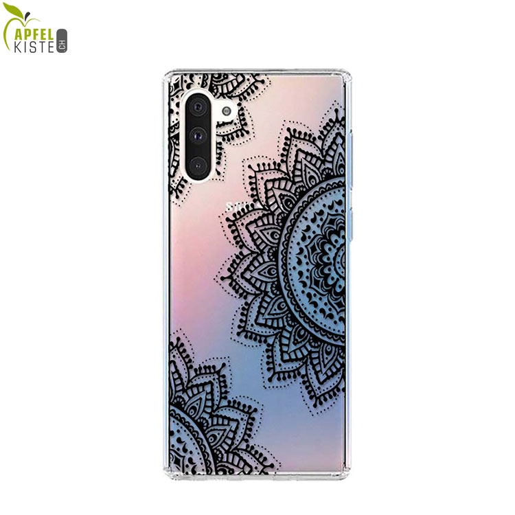 © - Samsung Galaxy Note 10 / 10 5G Gummi Case Hülle Ultra Thin Henna Mandala - Transparent / Schwarz