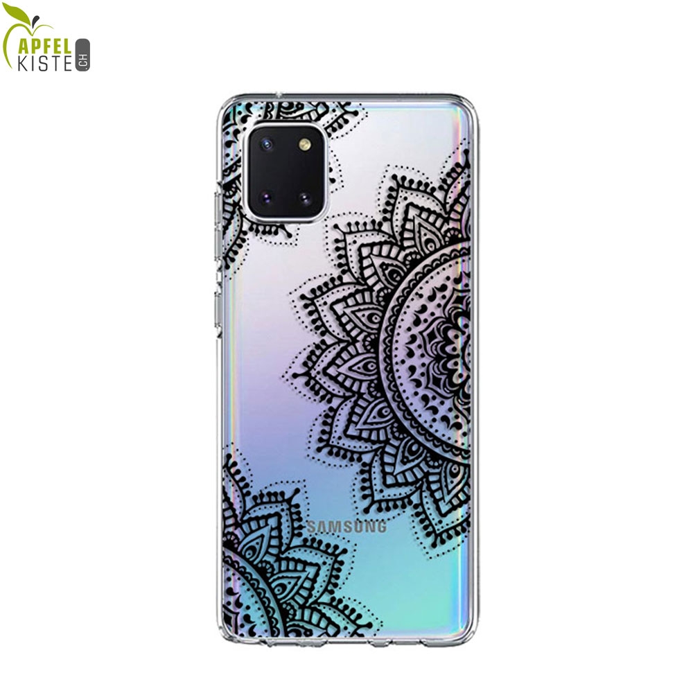 © - Samsung Galaxy Note 10 Lite Gummi Case Hülle Ultra Thin Henna Mandala - Transparent / Schwarz