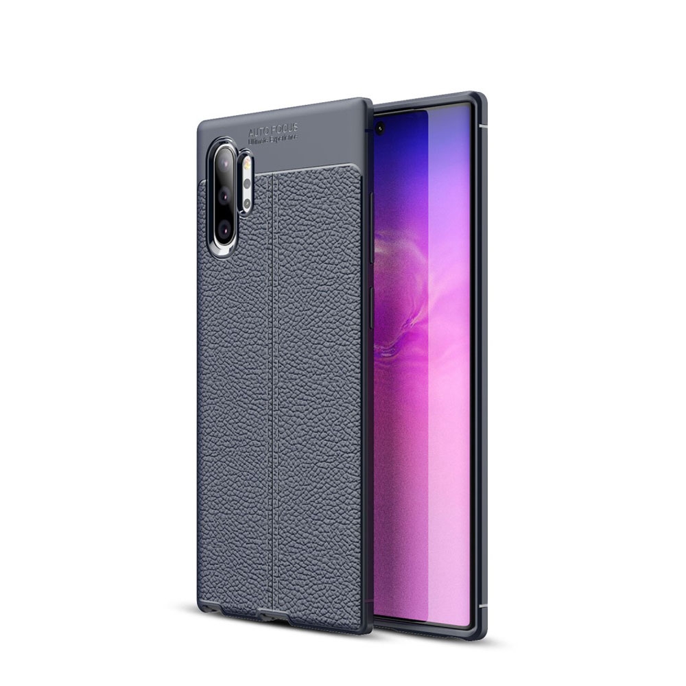 Image of Samsung Galaxy Note 10+ Plus / 10+ Plus 5G Gummi Hülle Litchi Look - Blau bei Apfelkiste.ch