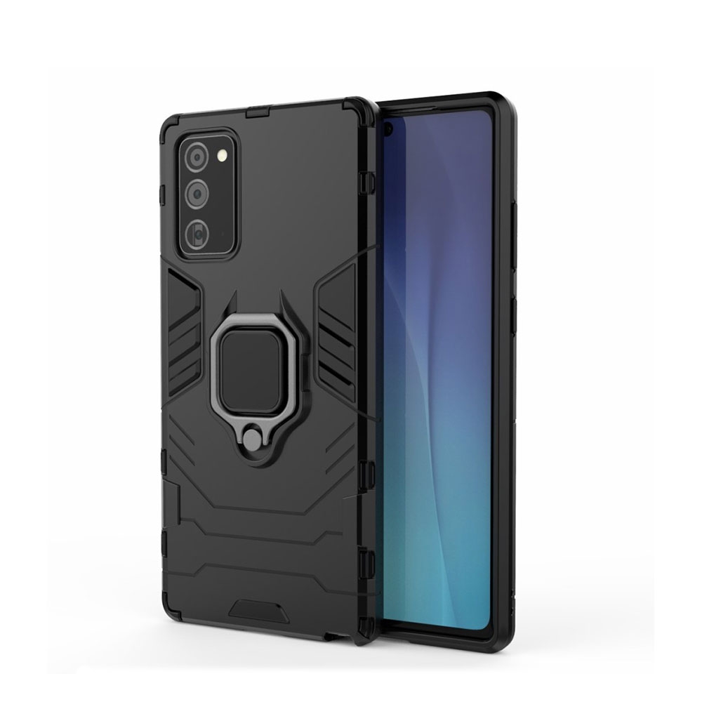 Image of Samsung Galaxy Note 20 / 20 5G Hybrid Hardcase Hülle + Kickstand Haltering - Schwarz bei Apfelkiste.ch