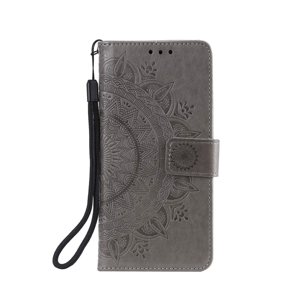Samsung Galaxy Note 20 Ultra / 20 Ultra 5G Leder Tasche Wallet - Mandala Flowers - Grau
