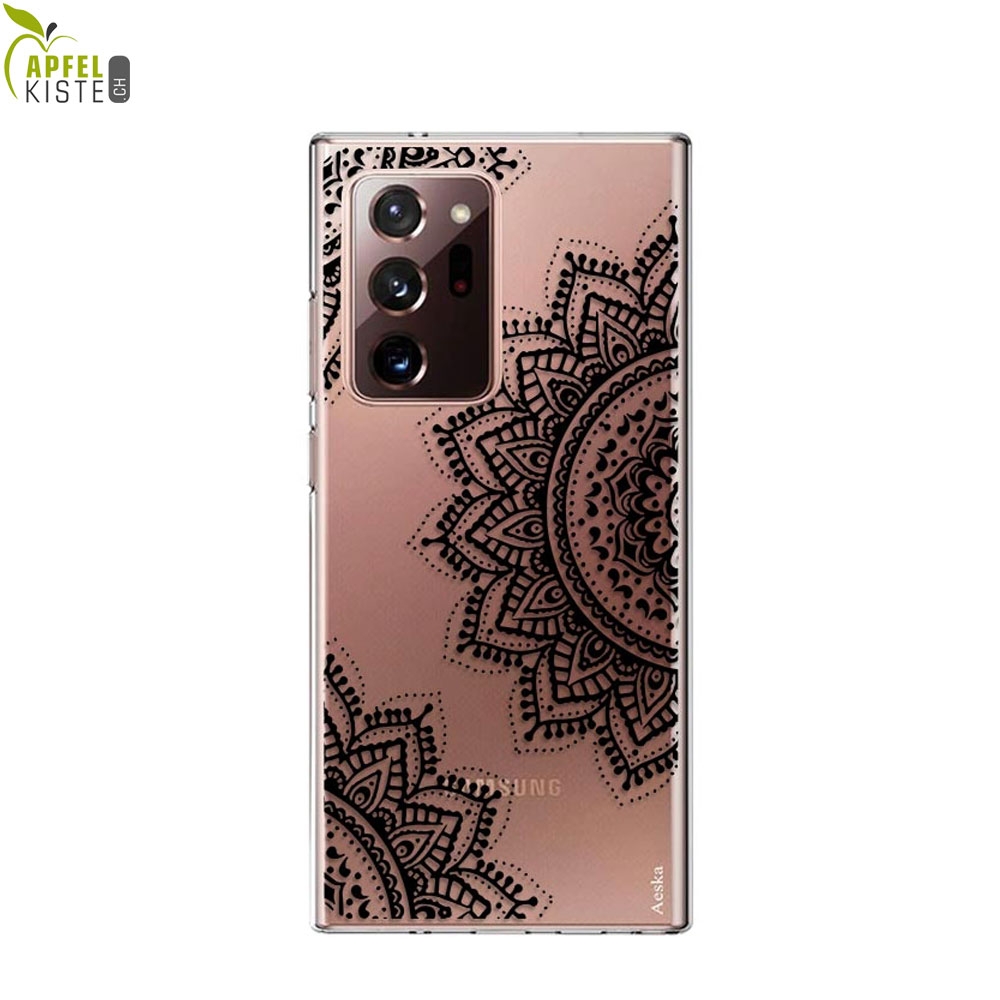 © - Samsung Galaxy Note 20 Ultra / 20 Ultra 5G Gummi Case Hülle Ultra Thin Henna Mandala - Transparent / Schwarz