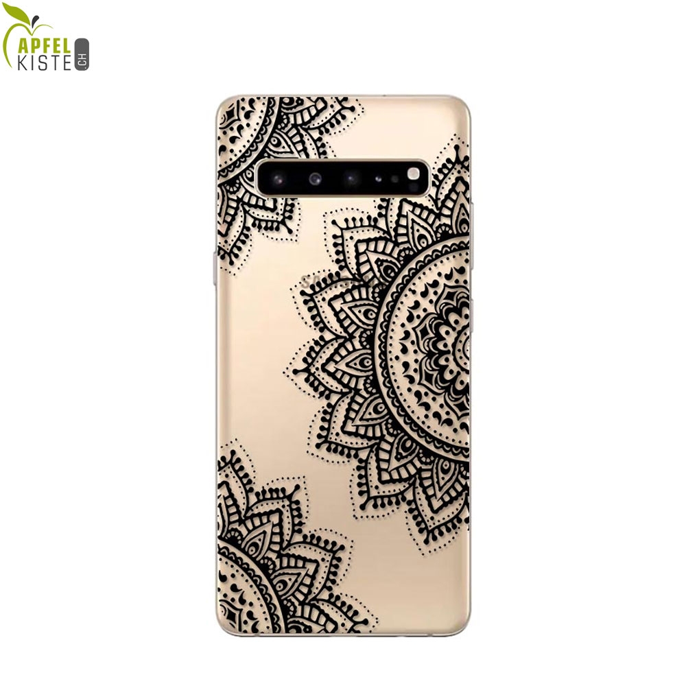 © - Samsung Galaxy S10 5G (6.7") Gummi Case Hülle Ultra Thin Henna Mandala - Transparent / Schwarz