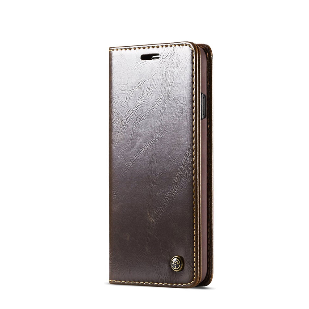 Image of Caseme - Samsung Galaxy S10 Leder Tasche Flip Wallet Etui - Dunkelbraun bei Apfelkiste.ch