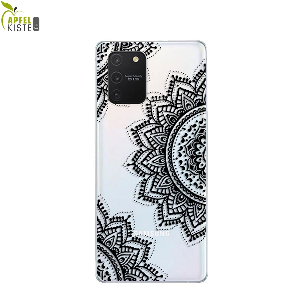 © - Samsung Galaxy S10 Lite Gummi Case Hülle Ultra Thin Henna Mandala - Transparent / Schwarz