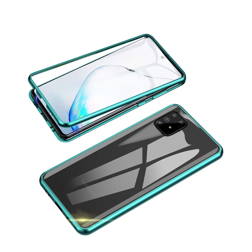 Image of Samsung Galaxy S10 Lite Magnetische Alu Schutzhülle mit Panzer Glas Backcover + Displayschutz (Magnet-Technologie) - Grün bei Apfelkiste.ch