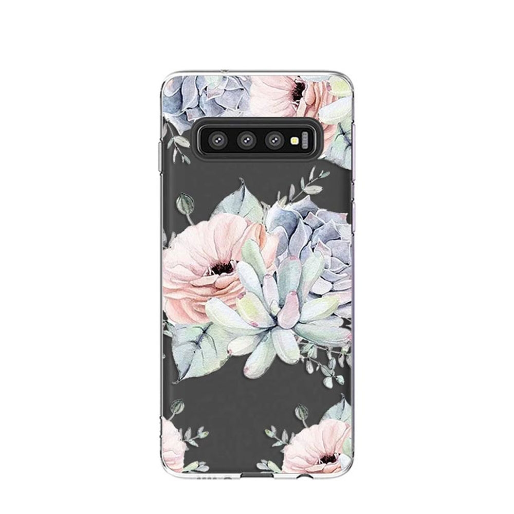 Image of Apfelkiste © - Samsung Galaxy S10+ Plus Gummi Case Hülle Ultra Thin Blumen - Transparent bei Apfelkiste.ch