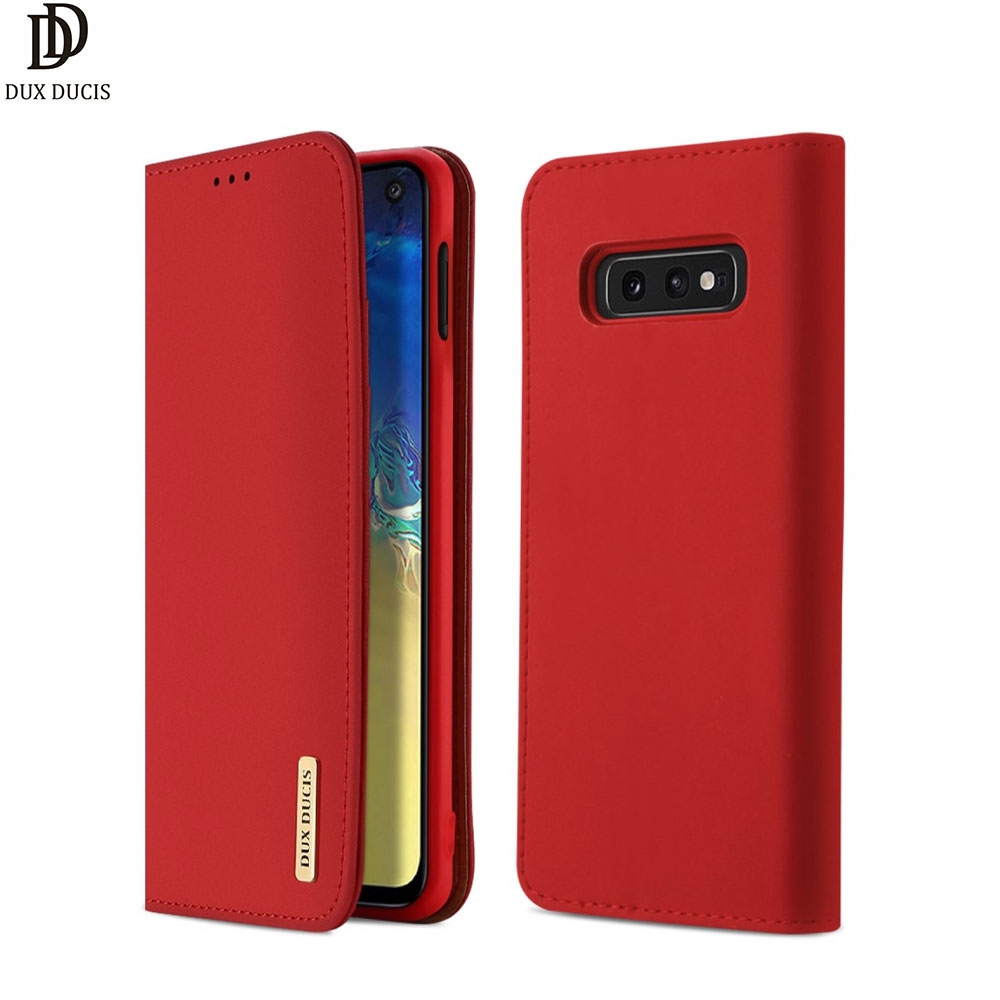 Samsung Galaxy S10e Flip Wallet Cover Echtleder Tasche Wish Series - Rot