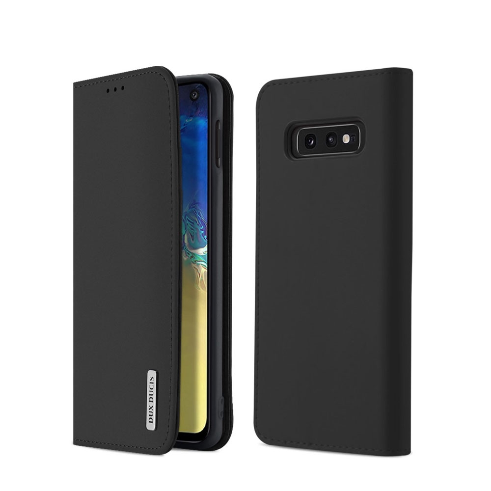 Image of Dux Ducis - Samsung Galaxy S10e Flip Wallet Cover Echtleder Tasche Wish Series - Schwarz bei Apfelkiste.ch