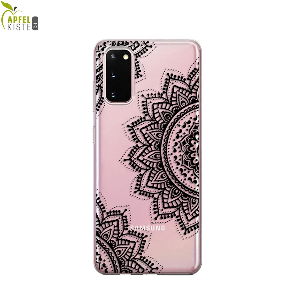 © - Samsung Galaxy S20 / S20 5G Gummi Case Hülle Ultra Thin Henna Mandala - Transparent / Schwarz
