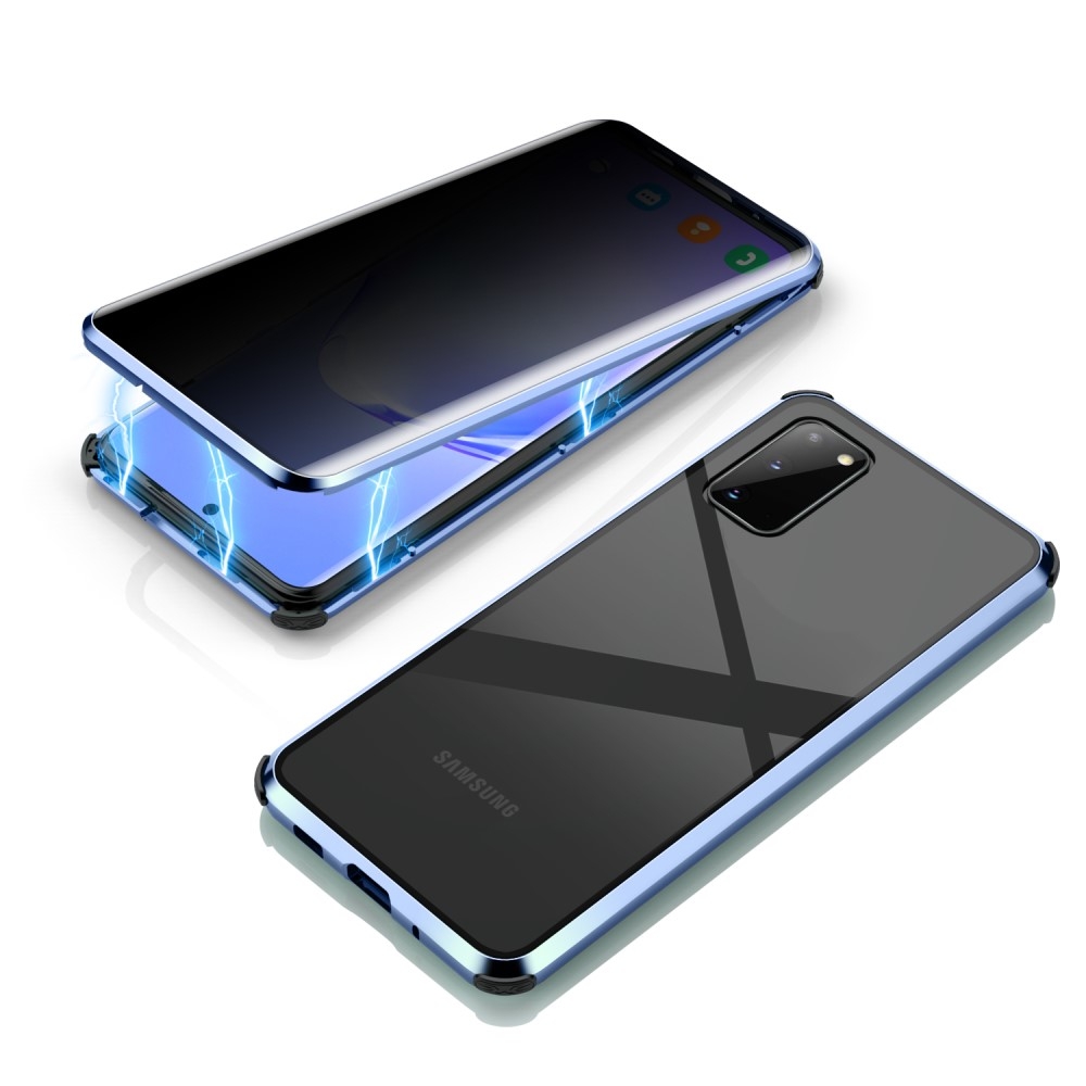 Image of Samsung Galaxy S20 / S20 5G Magnetische Alu Schutzhülle mit Panzer Glas Backcover + Privacy Displayschutz (Magnet-Technologie) - Blau bei Apfelkiste.ch