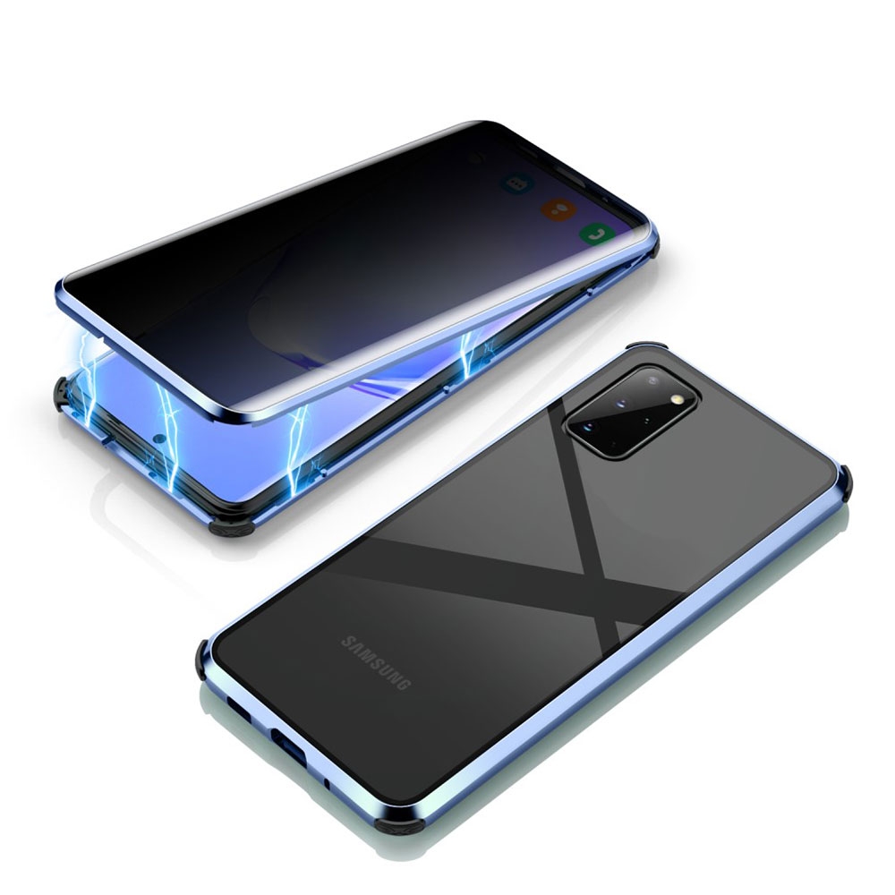 Image of Samsung Galaxy S20+ Plus / S20+ Plus 5G Magnetische Alu Schutzhülle mit Panzer Glas Backcover + Privacy Displayschutz (Magnet-Technologie) - Blau bei Apfelkiste.ch