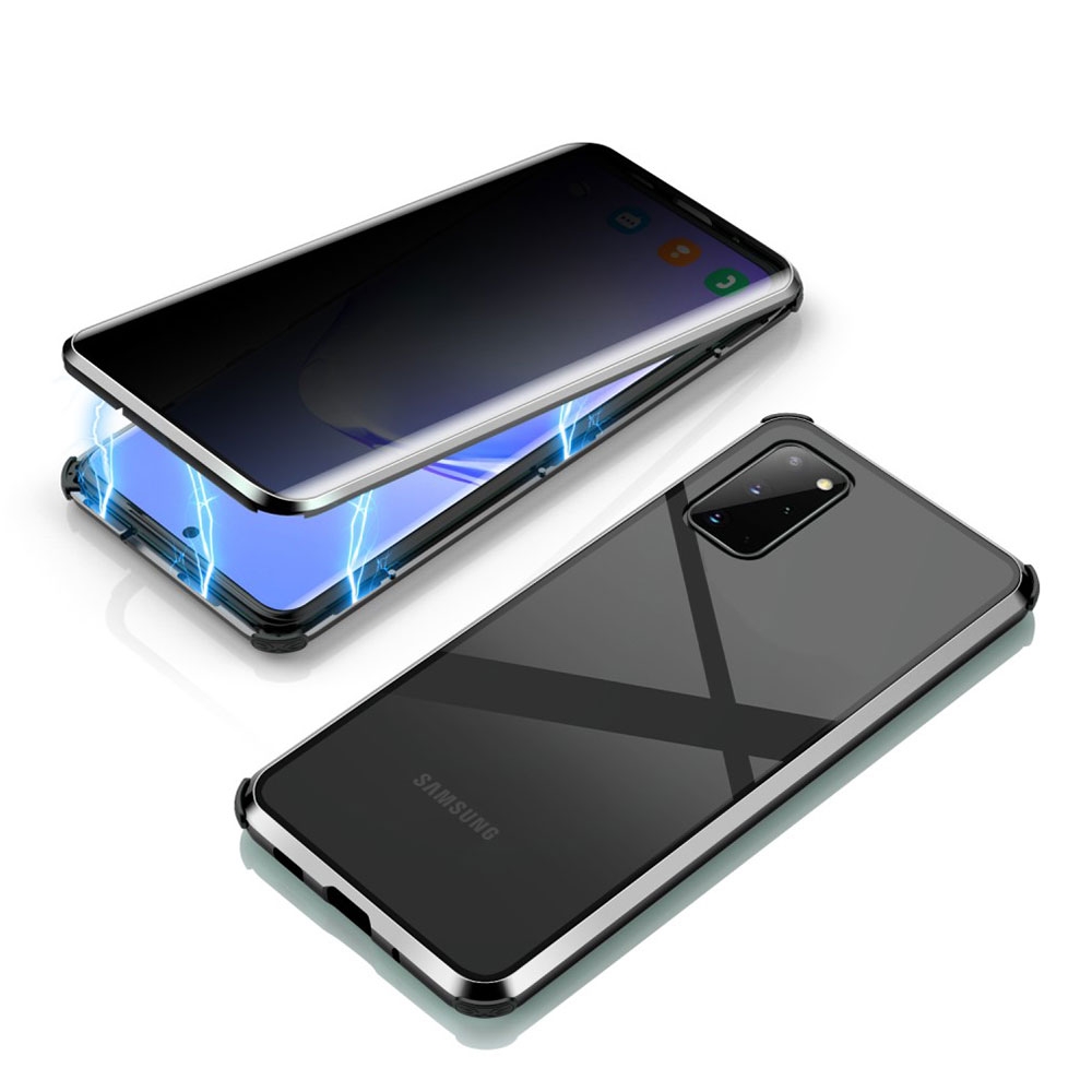 Image of Samsung Galaxy S20+ Plus / S20+ Plus 5G Magnetische Alu Schutzhülle mit Panzer Glas Backcover + Privacy Displayschutz (Magnet-Technologie) - Schwarz bei Apfelkiste.ch