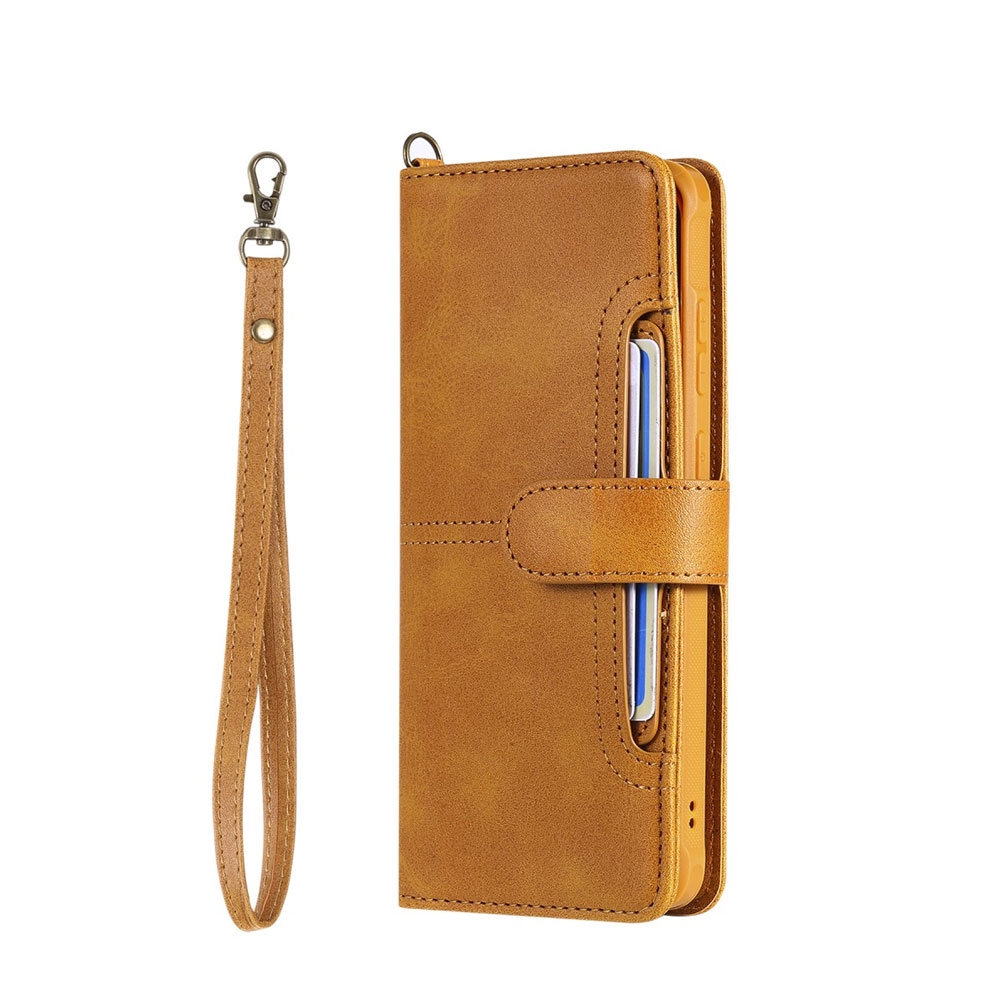 Samsung Galaxy S20 Ultra / S20 Ultra 5G 2in1 Leder Tasche Wallet mit Magnet Hülle + Karten Etui - Hellbraun