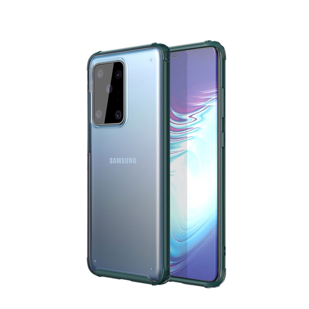Image of Samsung Galaxy S20 Ultra / S20 Ultra 5G Hybrid Bumper Hülle Matte Beschichtung (Anti-Fingerprint) - Grün / Transparent bei Apfelkiste.ch