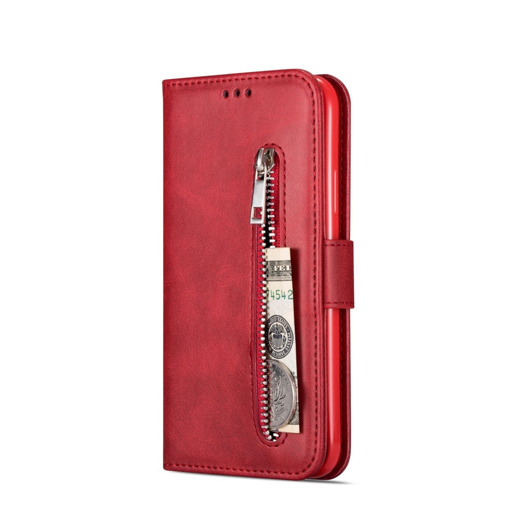 Samsung Galaxy S20 Ultra / S20 Ultra 5G Leder Tasche Flip Cover mit Reissverschluss - Rot