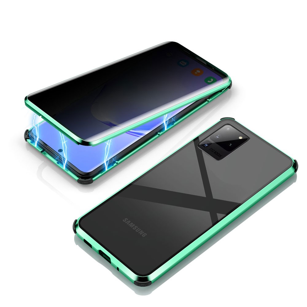 Image of Samsung Galaxy S20 Ultra / S20 Ultra 5G Magnetische Alu Schutzhülle mit Panzer Glas Backcover + Privacy Displayschutz (Magnet-Technologie) - Grün bei Apfelkiste.ch
