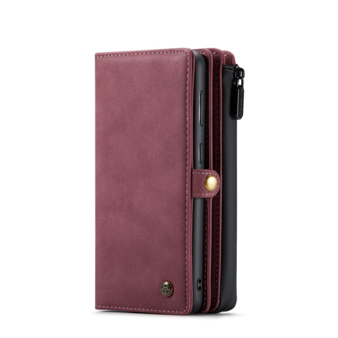 Image of Caseme - Samsung Galaxy S21 FE 5G 3in1 Leder Tasche + Magnet Hardcase Karten Etui - Dunkelrot bei Apfelkiste.ch