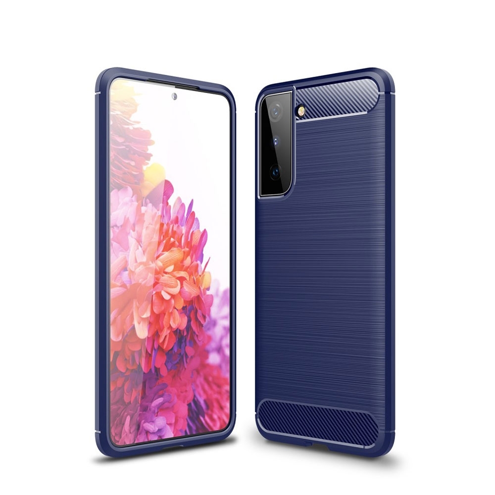 Image of Samsung Galaxy S21+ Plus 5G Gummi Case Schutzhülle Carbon Look - Dunkelblau bei Apfelkiste.ch