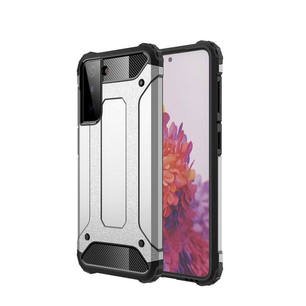 Image of Samsung Galaxy S21+ Plus 5G Outdoor Hybrid Hardcase Hülle - Silber / Schwarz bei Apfelkiste.ch