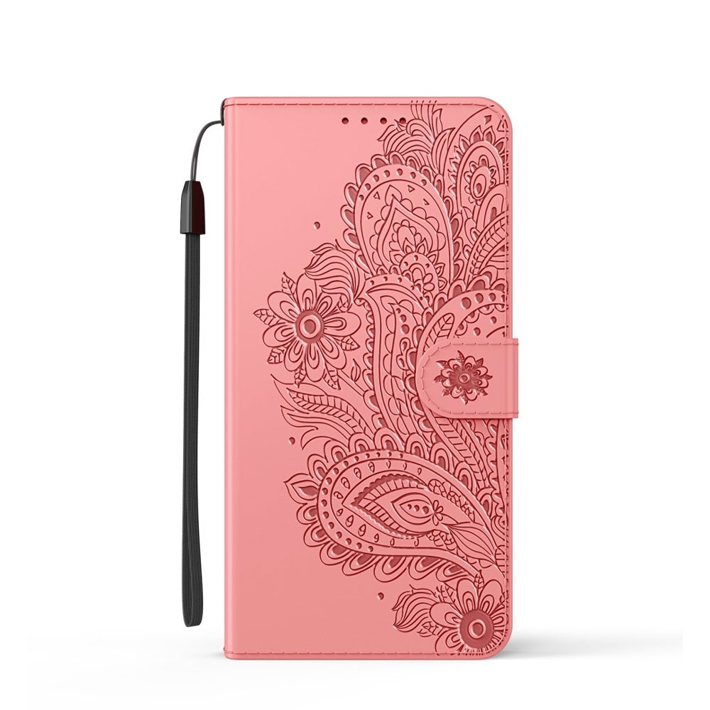 Image of Samsung Galaxy S21+ Plus 5G Leder Tasche Flip Cover Blumen Mandala Imprint - Rosa bei Apfelkiste.ch