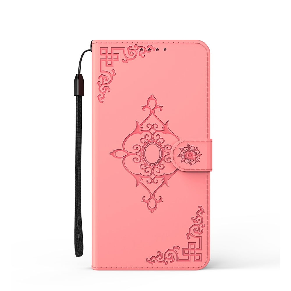 Image of Samsung Galaxy S21+ Plus 5G Leder Tasche Flip Cover Ornament Imprint - Rosa bei Apfelkiste.ch