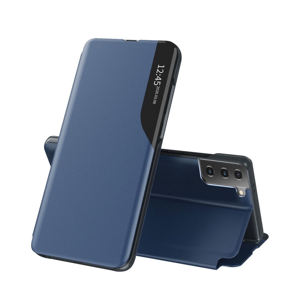 Image of Samsung Galaxy S21+ Plus 5G Leder Hülle Small Window View Flip Case - Dunkelblau bei Apfelkiste.ch