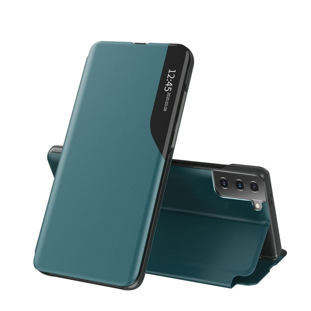 Image of Samsung Galaxy S21+ Plus 5G Leder Hülle Small Window View Flip Case - Grün / Blau bei Apfelkiste.ch