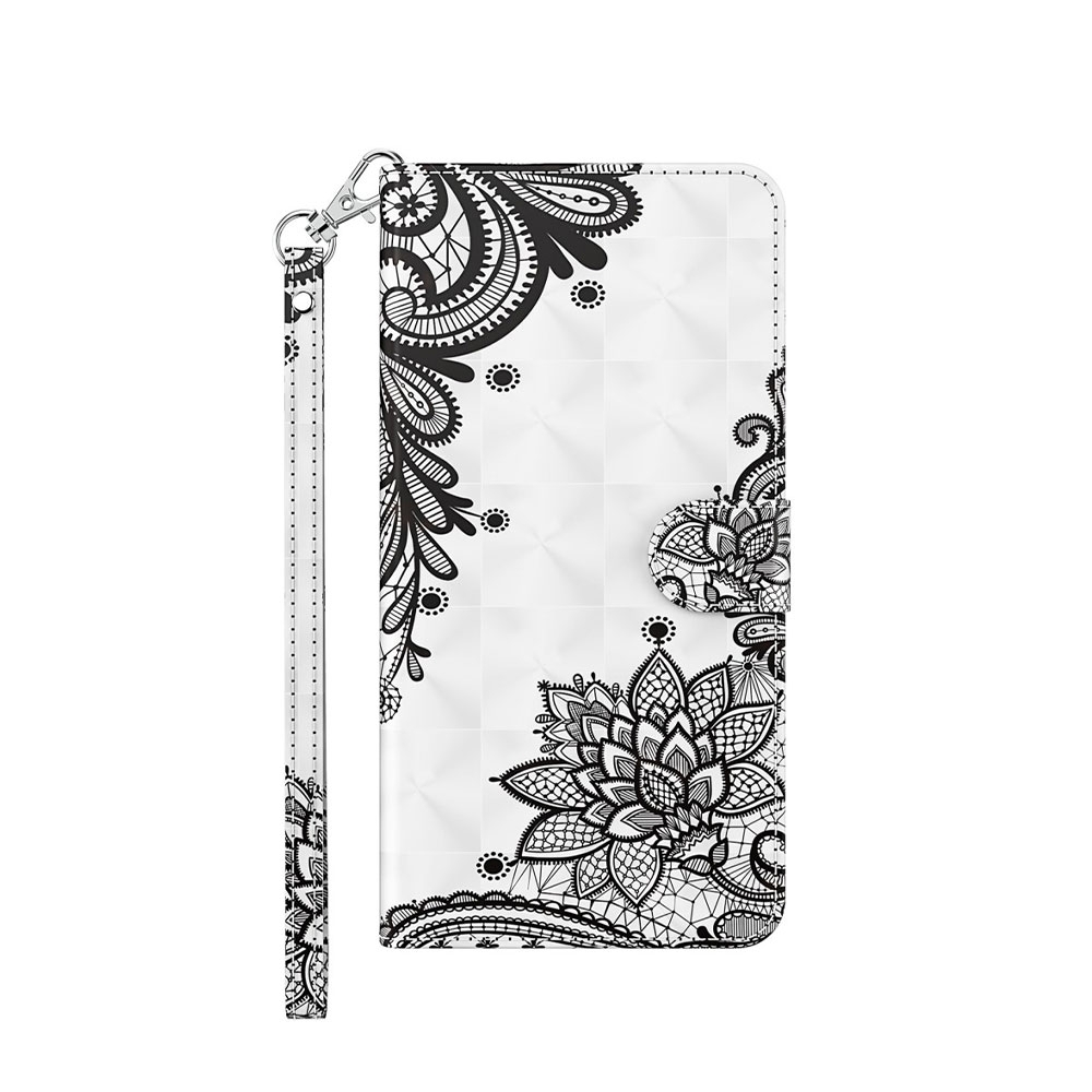 Image of Samsung Galaxy S21+ Plus 5G Leder Tasche mit Kartenfach + Handschlaufe - Blumen Mandala (Weiss) bei Apfelkiste.ch