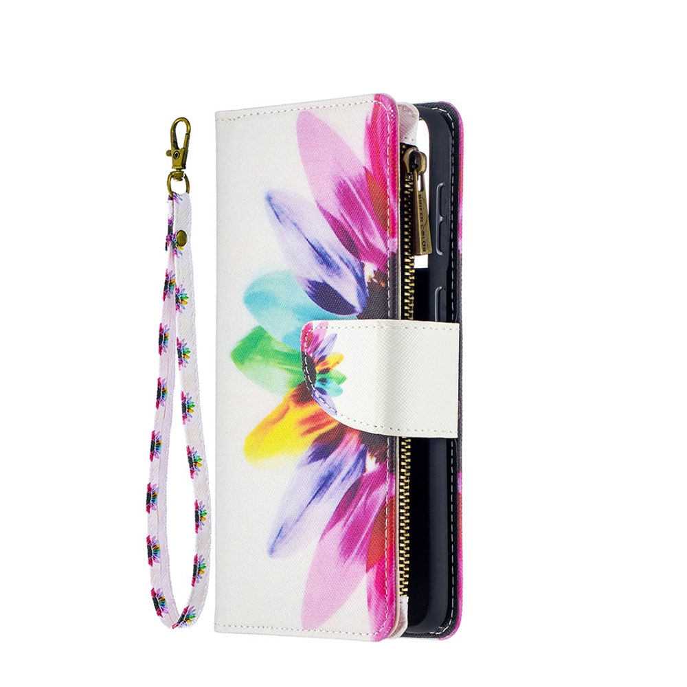 Image of Samsung Galaxy S21+ Plus 5G Leder Wallet Etui Tasche mit 9 Kartenfächern + Münzfach - Sonnenblume bei Apfelkiste.ch