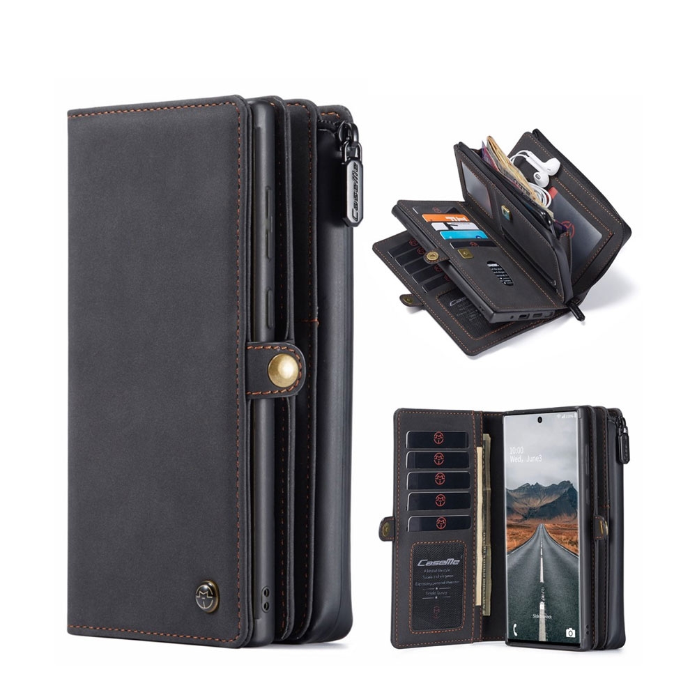 Image of Caseme - Samsung Galaxy S21 Ultra 5G 3in1 Leder Tasche + Magnet Hardcase Karten Etui - Schwarz bei Apfelkiste.ch