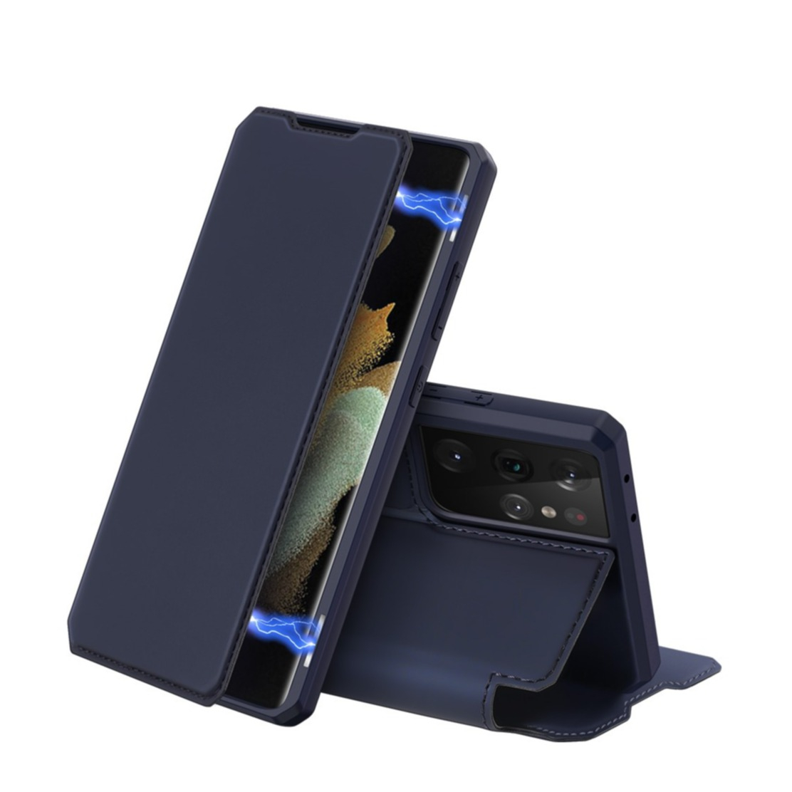 Image of Dux Ducis - Samsung Galaxy S21 Ultra 5G Magnet Flip Wallet Cover Leder Tasche - Blau bei Apfelkiste.ch