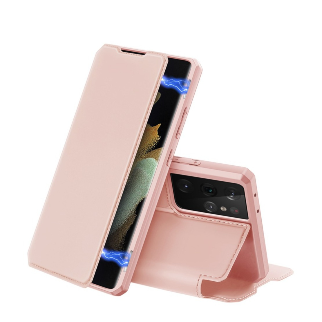 Image of Dux Ducis - Samsung Galaxy S21 Ultra 5G Magnet Flip Wallet Cover Leder Tasche - Roségold bei Apfelkiste.ch