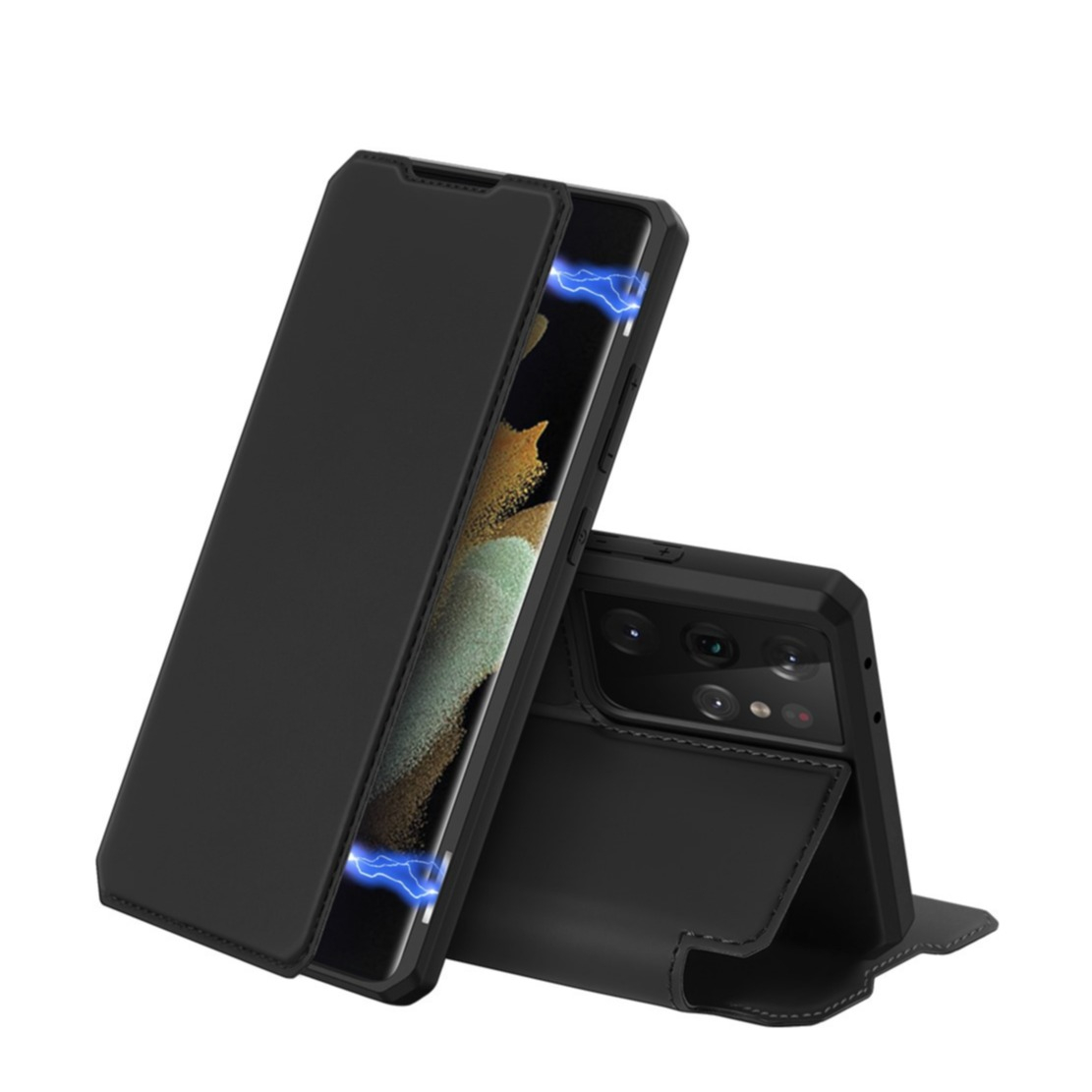 Image of Dux Ducis - Samsung Galaxy S21 Ultra 5G Magnet Flip Wallet Cover Leder Tasche - Schwarz bei Apfelkiste.ch