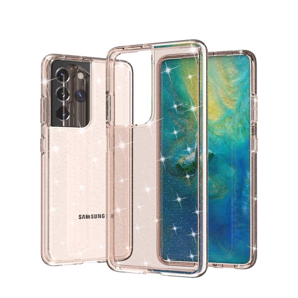 Image of Samsung Galaxy S21 Ultra 5G Hybrid Hardcase Schutzhülle im Glitzer Design - Gold / Transparent bei Apfelkiste.ch