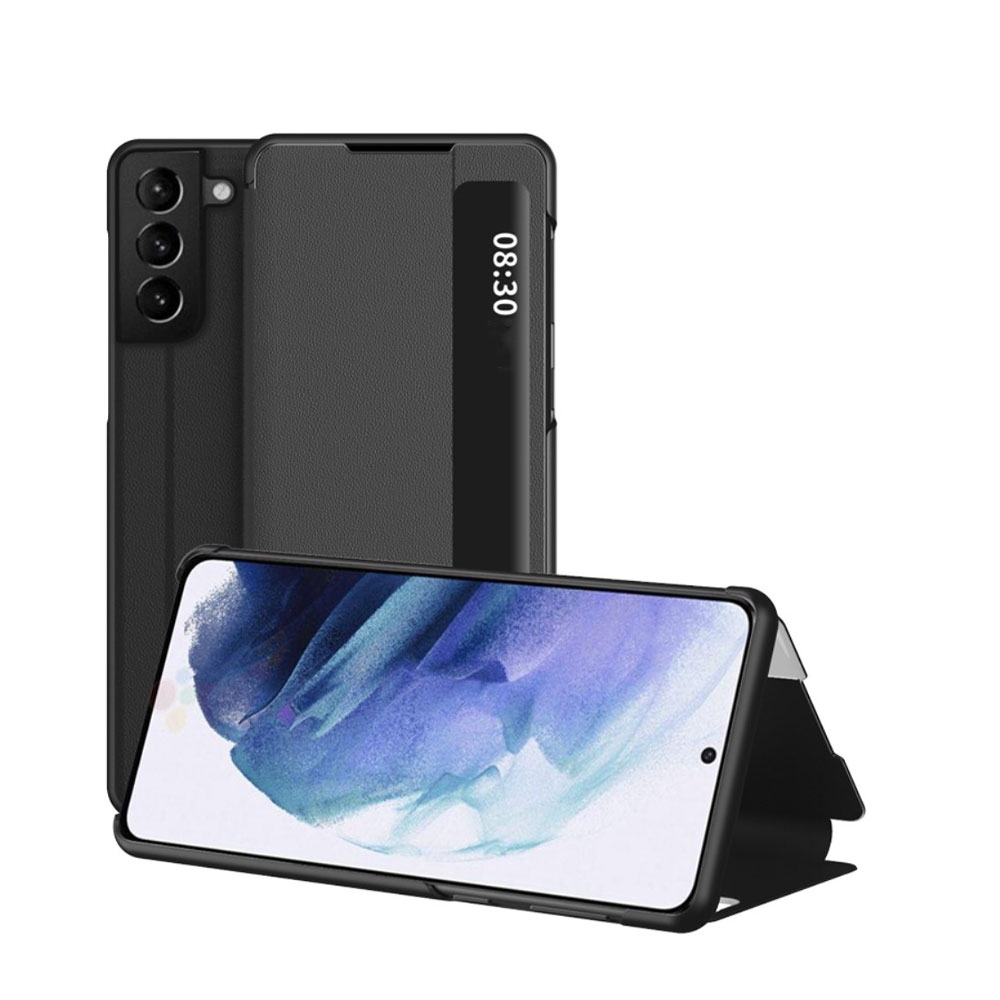 Image of Samsung Galaxy S21+ Plus 5G Leder Hülle Slim Window View Flip Case - Schwarz bei Apfelkiste.ch