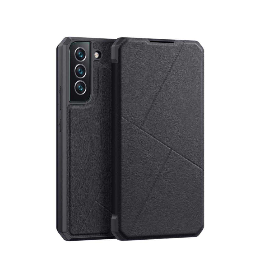 Image of Dux Ducis - Samsung Galaxy S22 5G Magnet Flip Wallet Cover Leder Tasche Geometrisches Design - Schwarz bei Apfelkiste.ch