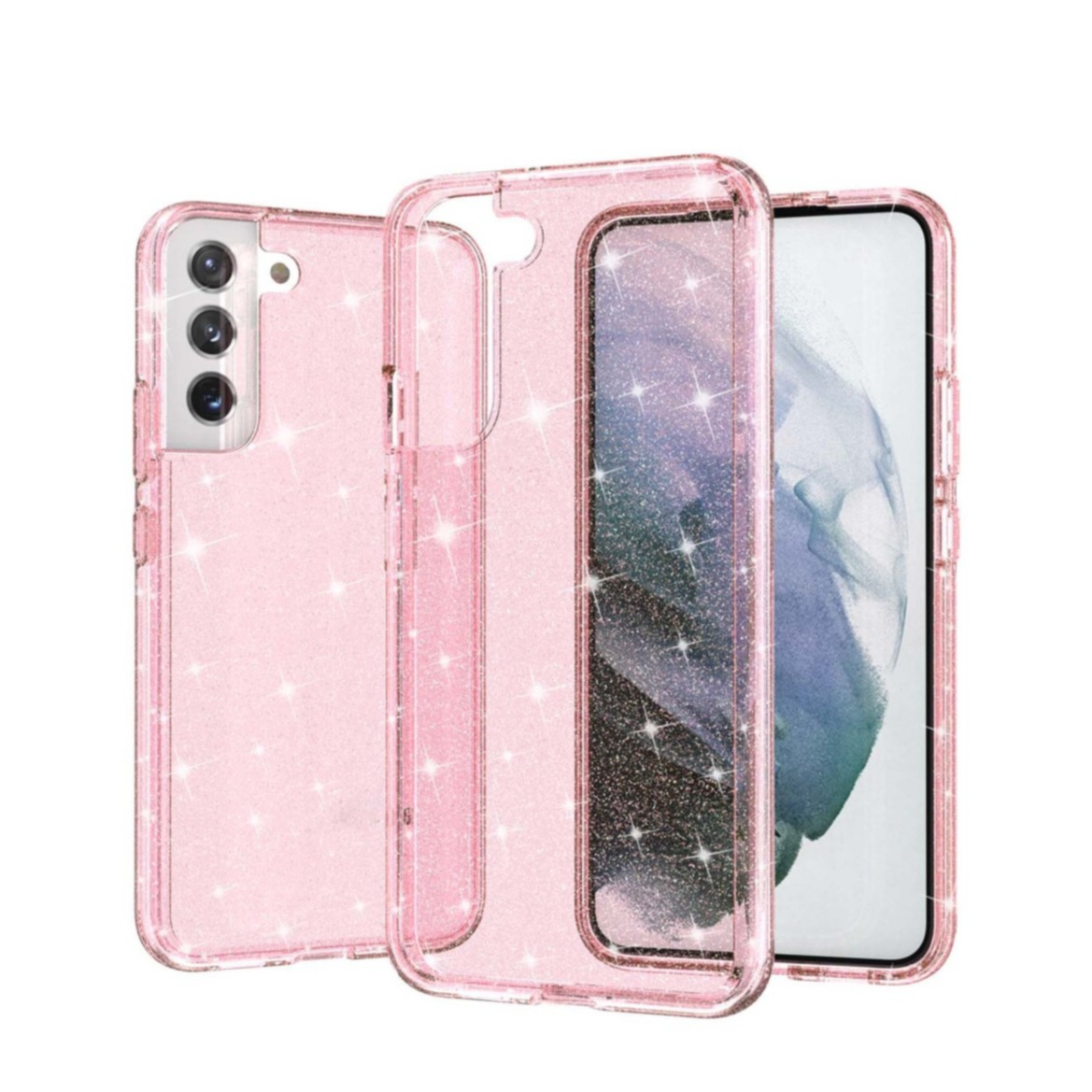 Image of Samsung Galaxy S22+ Plus 5G Hybrid Hardcase Schutzhülle im Glitzer Design - Pink / Transparent bei Apfelkiste.ch