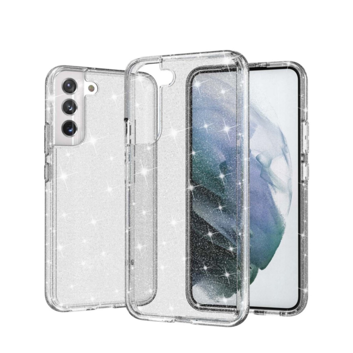 Image of Samsung Galaxy S22+ Plus 5G Hybrid Hardcase Schutzhülle im Glitzer Design - Silber / Transparent bei Apfelkiste.ch