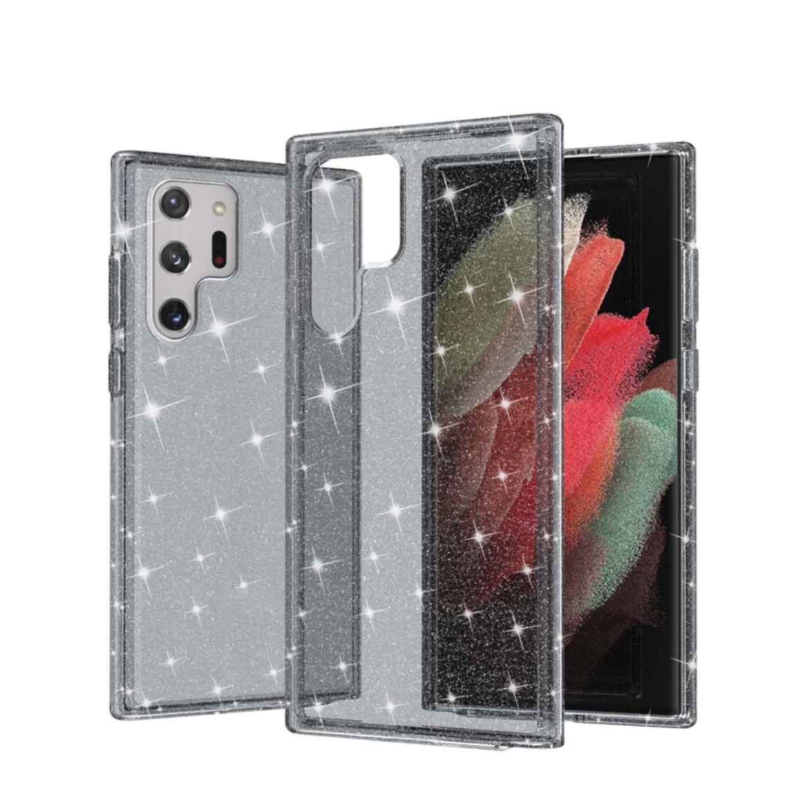 Image of Samsung Galaxy S22 Ultra 5G Hybrid Hardcase Schutzhülle im Glitzer Design - Schwarz / Transparent bei Apfelkiste.ch