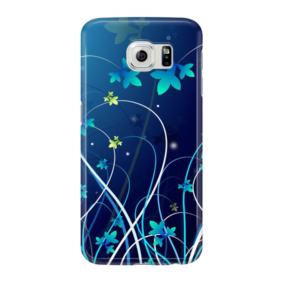 Image of Samsung Galaxy S6 Hardcase Hülle Blüten Ranken - Blau bei Apfelkiste.ch