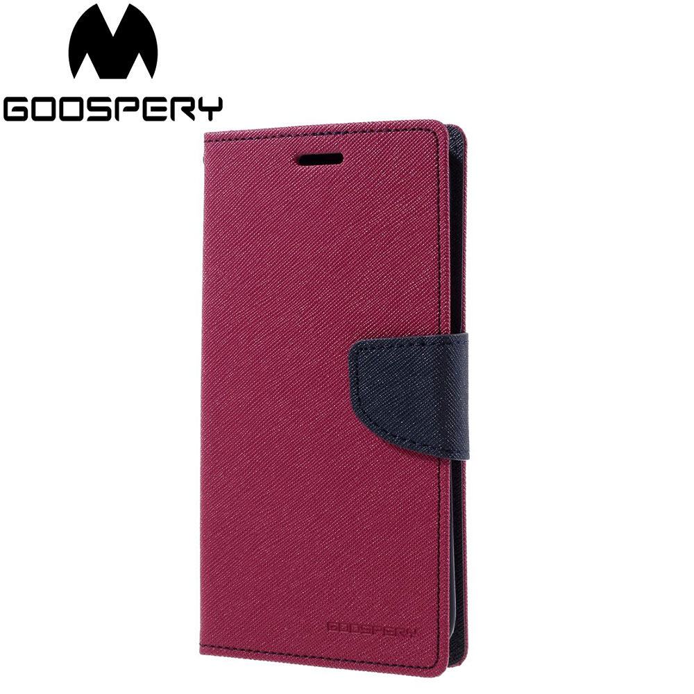 Mercury Goospery - Samsung Galaxy S7 Edge Leder Tasche Flipcase - Pink / Dunkelblau
