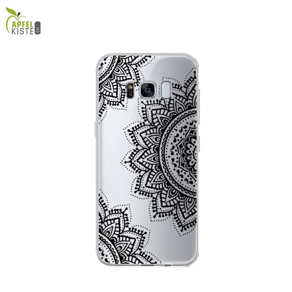 © - Samsung Galaxy S8 Gummi Case Hülle Ultra Thin Henna Mandala - Transparent / Schwarz